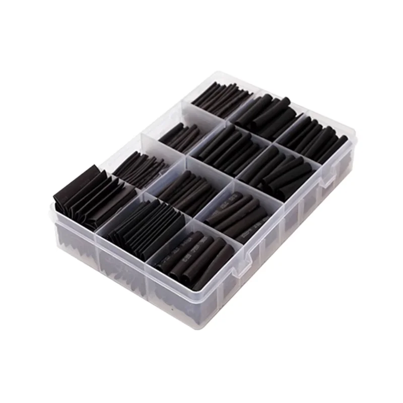 625pcs/lot Thermoresistant tube Shrink wrapping 2:1 Black heat shrink Sleeving set Wire Cable Polyolefin Wrap Tubing