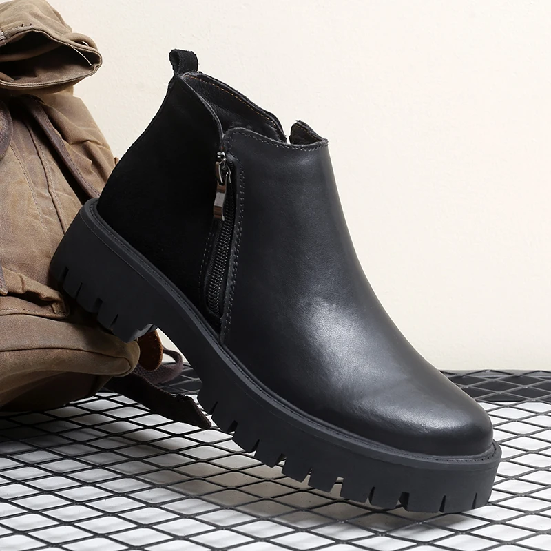 

Men High Top Boots with Thick Soles Comfortable Classic Bare Boots Business Casual Men Boots Sizes 38-45