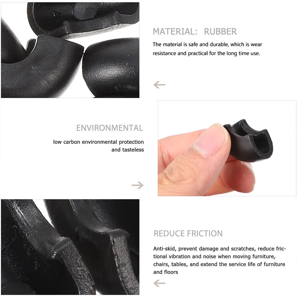 

20Pcs U-Shaped Furniture Foot Tips Durable Rubber Covers for Table and Chair Legs Floor Scratch Protection Chair Leg Covers