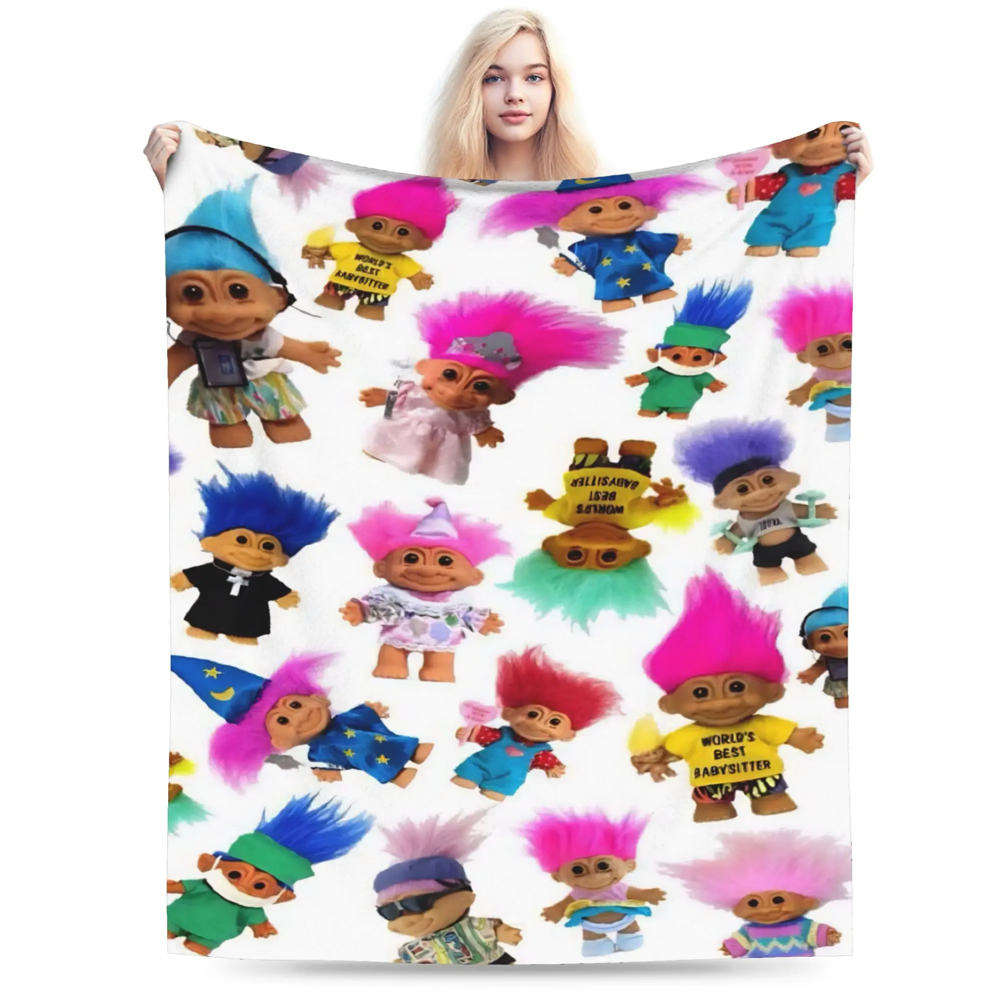 Trolls Dolls Blanket Cozy Soft  Throw Blankets for Couch 50x60 Inch Multiple Sizes Rug Piece