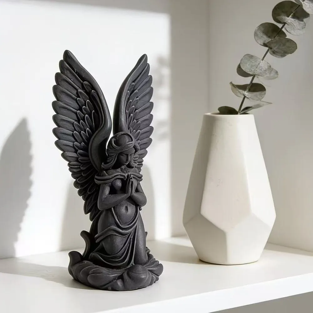 Desk Display 3D Printed Angel Figurine Exquisite Pray Guardian Angel Statue Modern Plastic Angel Ornament Shelf Display