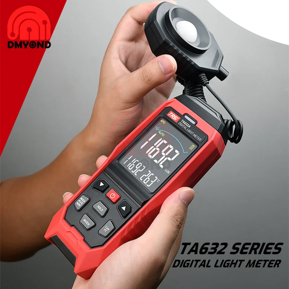 Imagem -03 - Fotografia Digital Light Meter Luxmeter Sonda Destacável Illuminometer Lux fc Fotômetro Enviromental Tester Ta632a b 200000lux