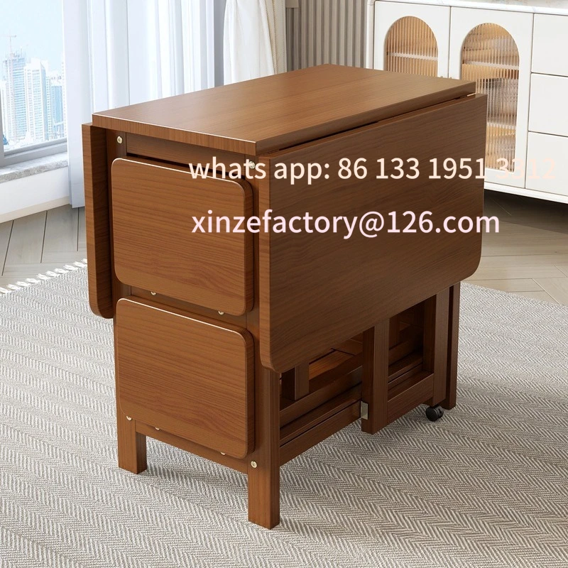 

Customizable solid wood folding dining table Small apartment household foldable mobile dining table Rectangle