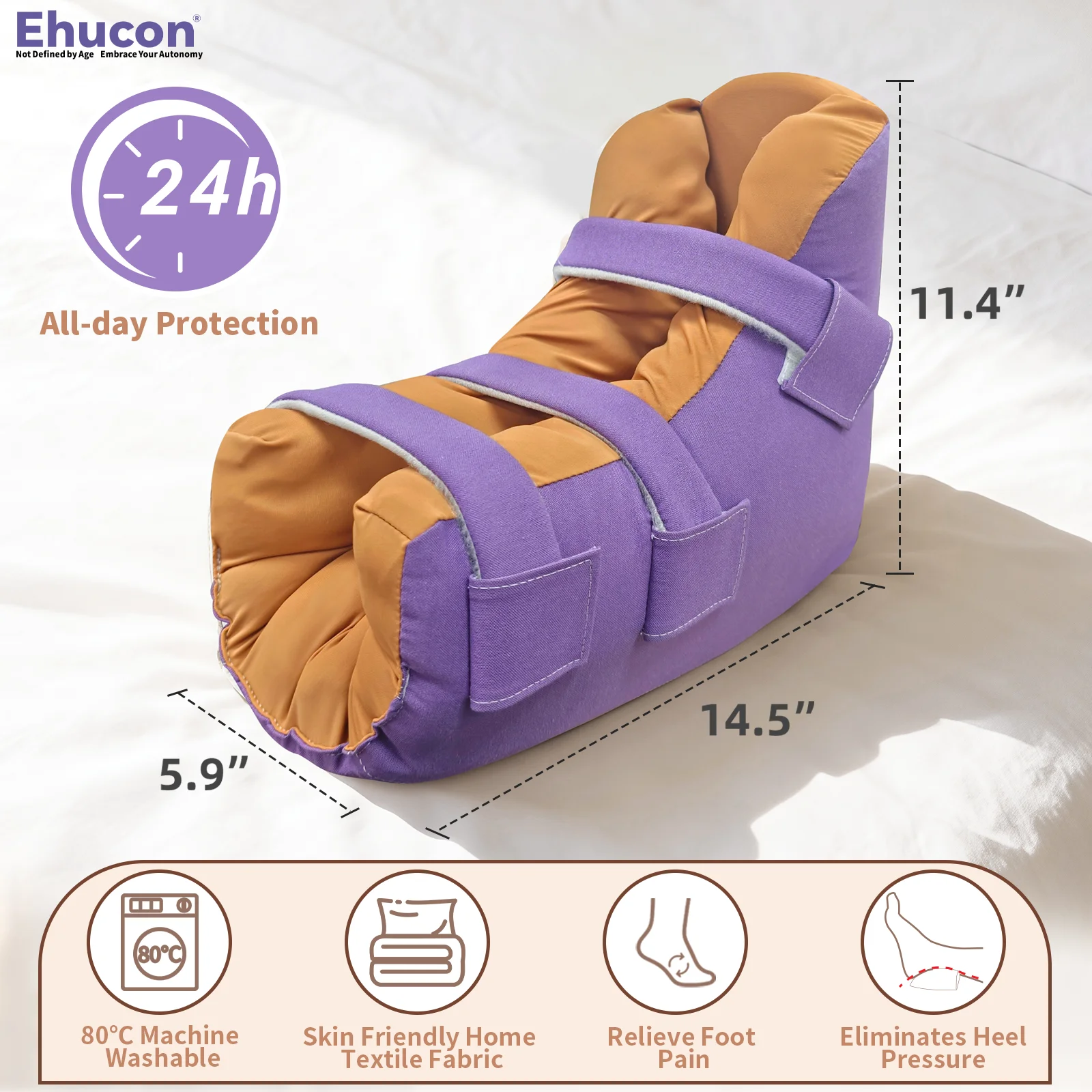Ehucon Cotton Heel Protector Cushion for Pressure Sores Relief, Foot Pillow for Bed Sores,Cushion for Elderly Heel Pain