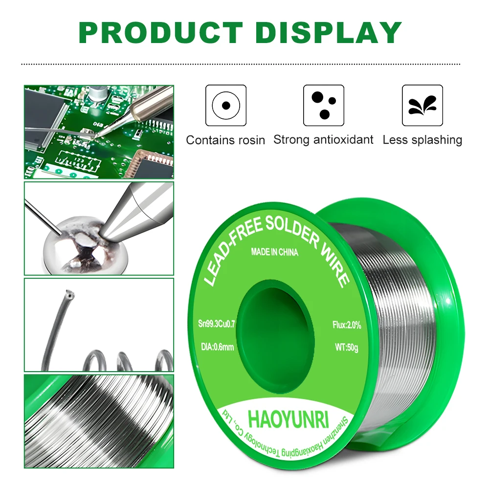 سلك لحام سلك القصدير الخالي من الرصاص 20/50 جرام الصنوبري الجريان محفور لا تنظيف سلك لحام إصلاح #4