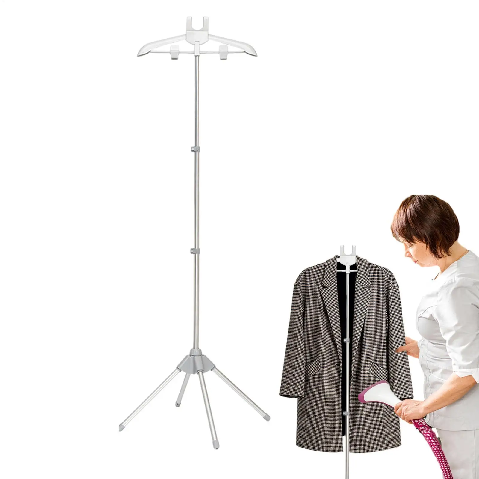 Foldable Adjustable Telescopic Standing Garment Steamer Rack Heavy Duty Hanger for Steaming Drying and Organizing Clothes view 5