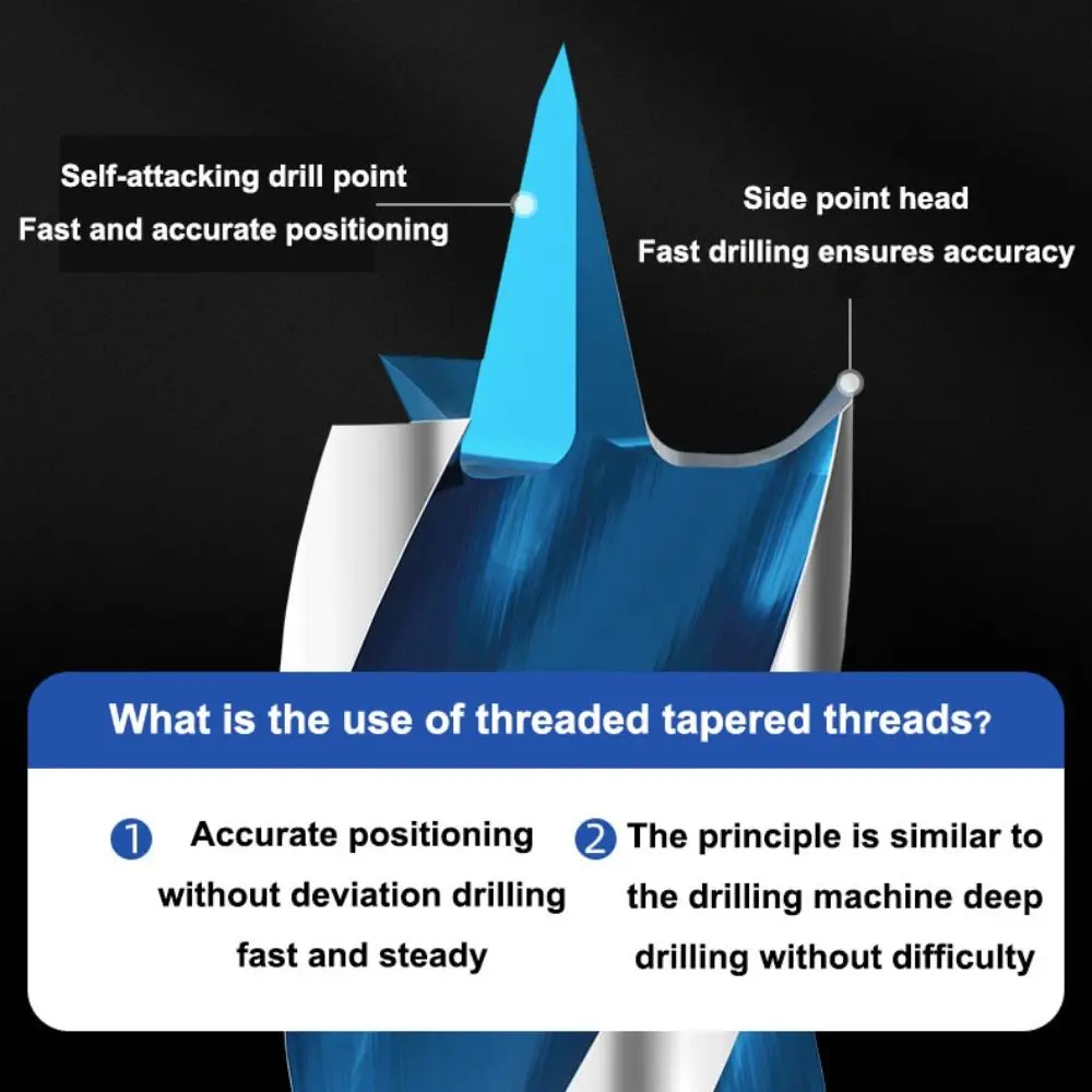 Wiertło kręte 6mm-22mm przedłużenie do cięcia gwintów konstrukcja bez kołnierza wiertło do obróbki drewna czteropunktowe wiertło bez zadziorów