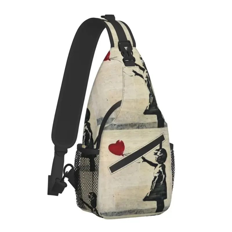 Cool Banksy's Balloon Girl Sling Bag for Traveling Men Banksy World Peace Chest Crossbody Backpack Shoulder Daypack