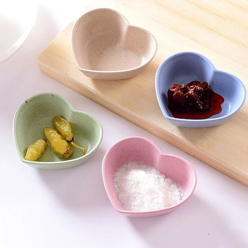 

Wheat Straw Seasoning Dish Flower Heart Round Shape Multipurpose Seasoning Dish Snack Dessert Plate Saucer Kitchen Supplies New