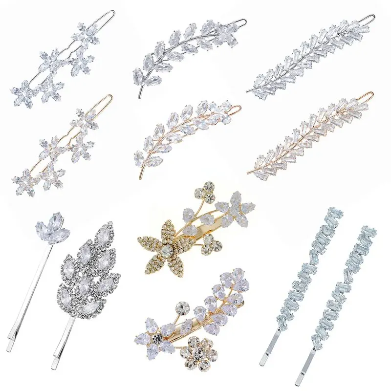 Zircon Hairpins Women Crystal Hair Ornaments Fashion Barrettes Hairwear Wedding Hair Clips Jewelry Accessories