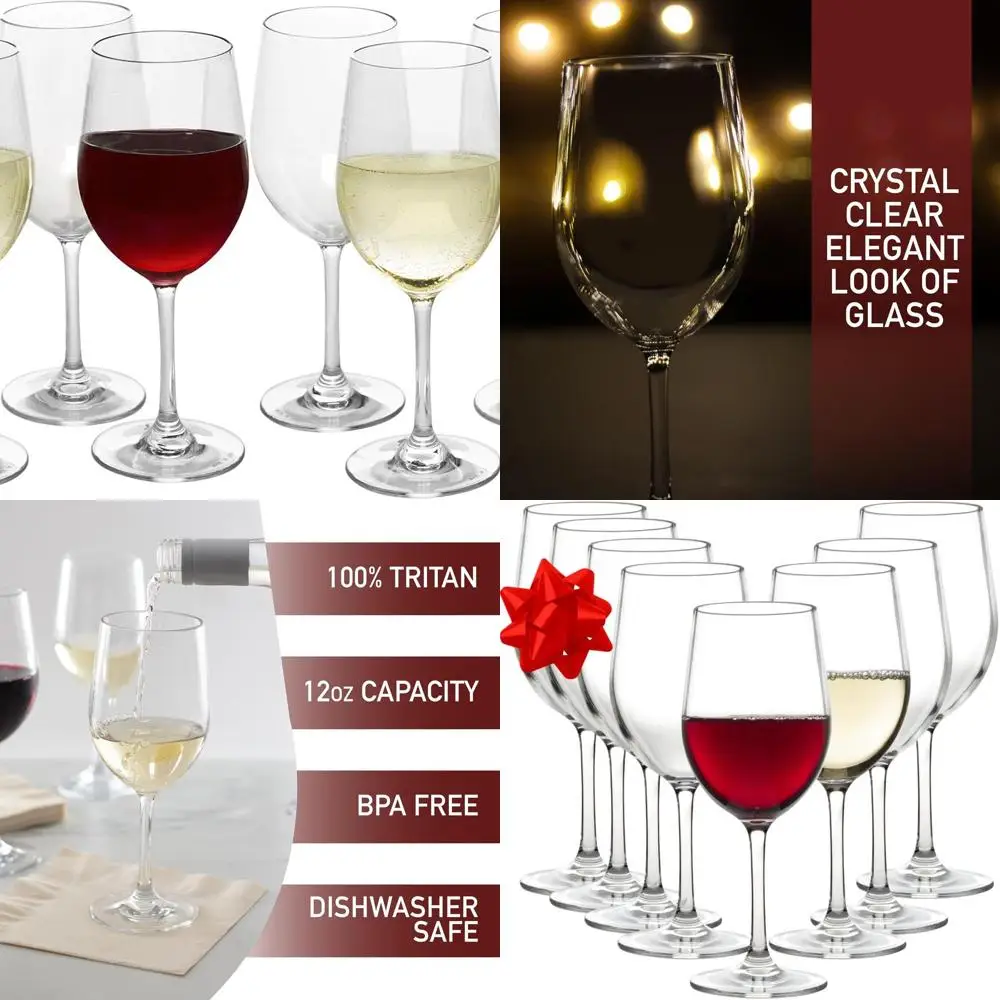 

Набор из 8 небьющихся стаканов для вина Tritan, 12 унций — небьющиеся, прозрачные стаканы без BPA для развлекательных и праздничных вечеринок — идентификатор