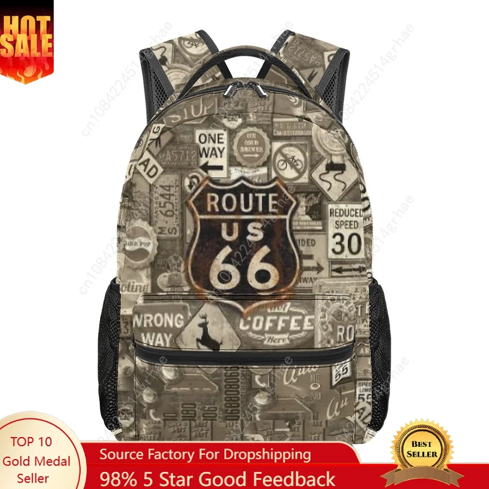 License Car Plate Number Retro Novelty Design All-over Print Student Backpack Suitable Camping Lightweight, and Easy To Clean
