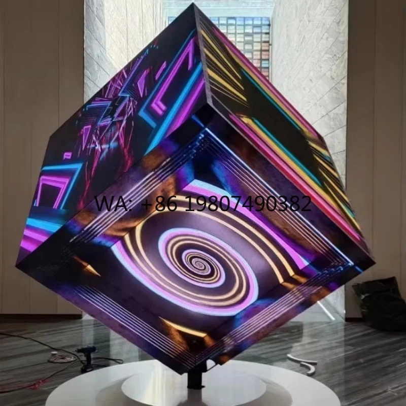 

P2.5 Five Sides Corner Cube LED Screen Full Color Indoor Display For Hotel Mall Retail Store Education Advertising