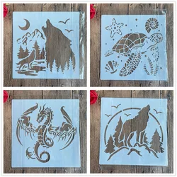 Ensemble de 4 pièces 20x20 cm, moule artisanal pour peinture, pochoirs estampillés, album photo, carte en papier gaufré sur bois, tissu, mur