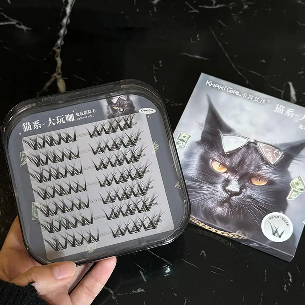 つけまつげ 猫シリーズ カーキガール ノングルー プリンセス シミュレーション ナチュラル レイジー マンガ シングルクラスター セグメント 厚めつけまつげ