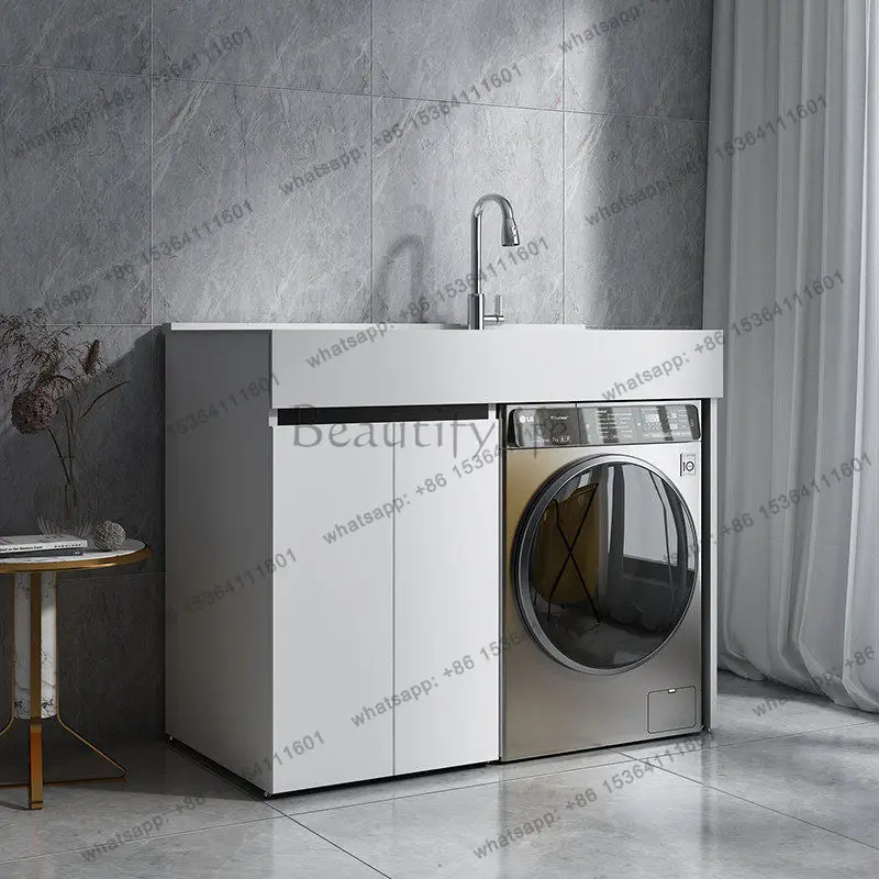Best Sellers Best Sellers Modern Premium Honeycomb Aluminum Cabinet Nordic Creative Balcony Laundry Cabinet Sink Washer Combo Ba