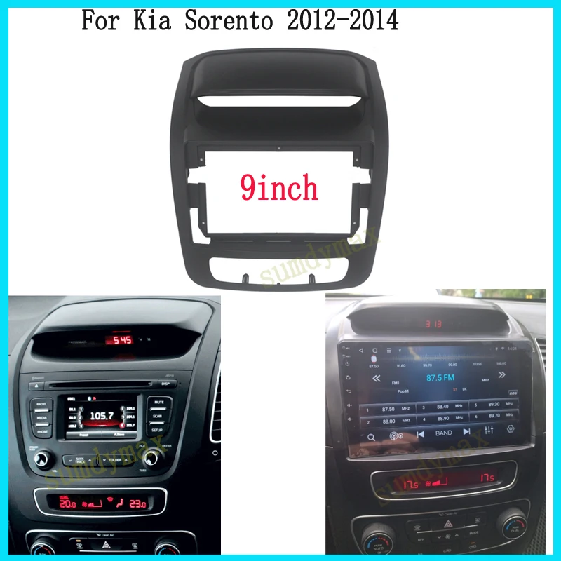 

2Din android Car Radio Fascia For Kia Sorento 2012 2013 2014 9" Auto Stereo Dash Panel Mounting Facia Head Unit Frame Kit