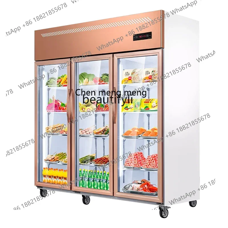 

Double temperature three doors refrigerated display cabinet commercial Malatang ordering cabinet freezer
