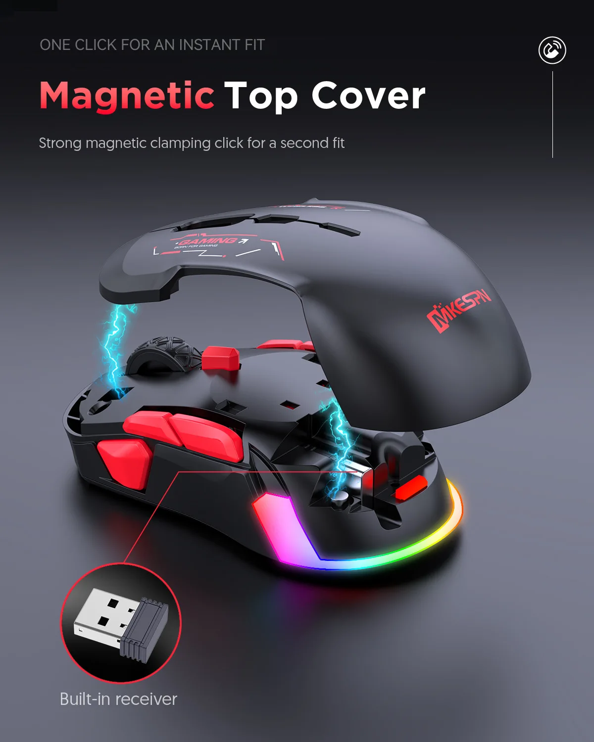 Imagem -05 - Modos Duplos sem Fio Gaming Mouse 2.4g Bluetooth 10000dpi Macro Rgb 10 Programáveis Recarregável Jogo Light Left Handed