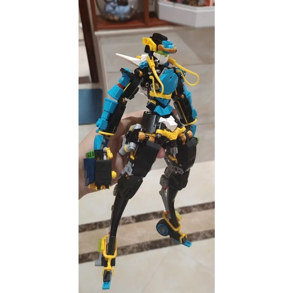 

New MOC Mecha Robot Girl Building Blocks Model Toy Mecha Robot Girl Qingxian Ground Staff Model Toy Ornament For Kid Gifts