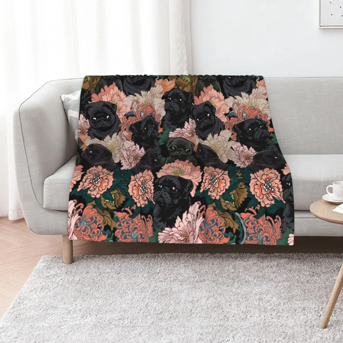 

Because Black Pug Throw Blanket Sofas Nap Baby Sleeping Bag Blankets