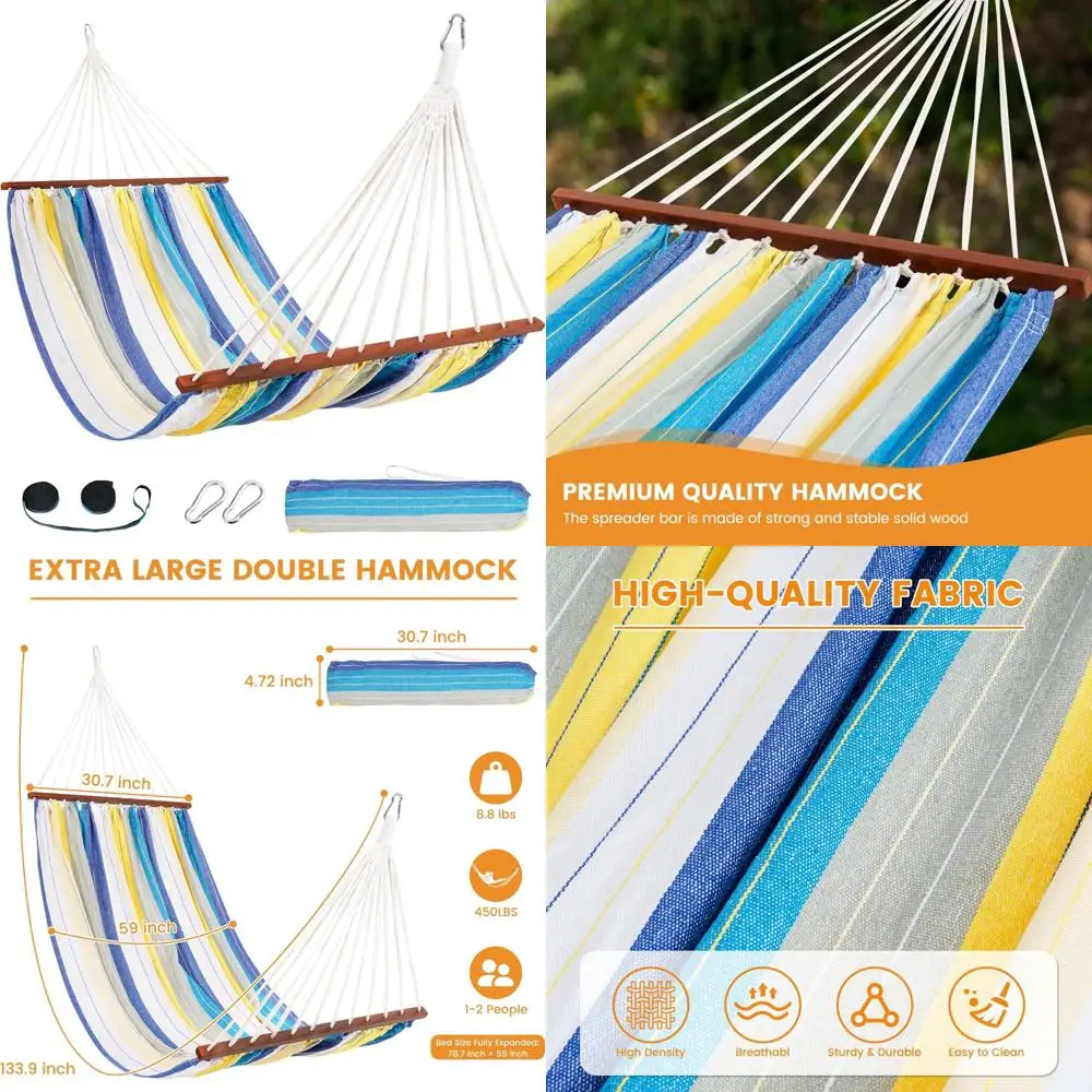 

Portable Outdoor Cotton Hammock with Carrying Bag and Tree Straps for Patio, Bedroom, and Travel