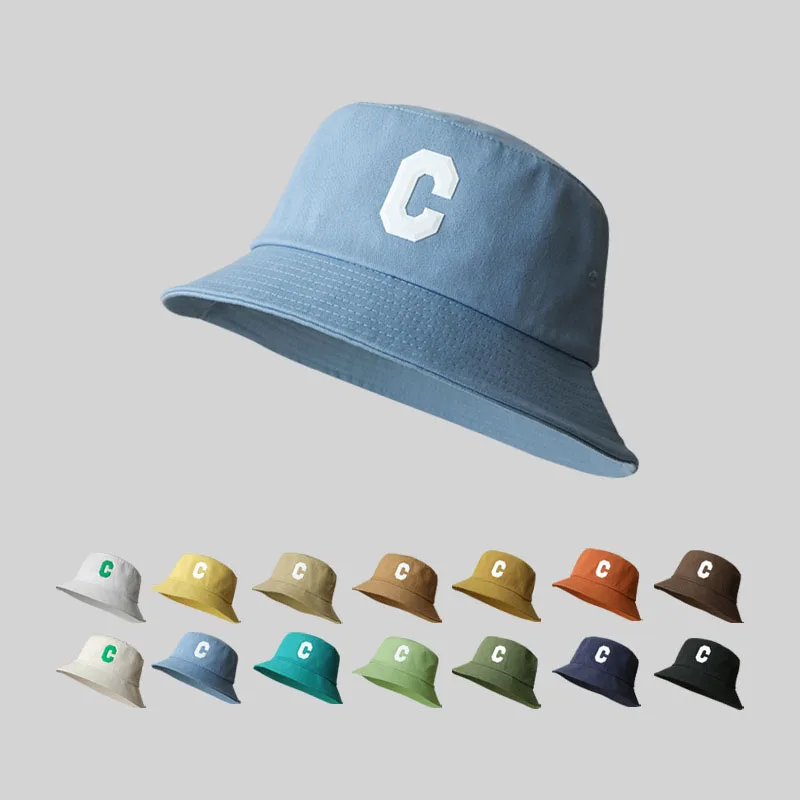 

Big Size Panama Men's Hat Solid Color Cotton Letter C Fisherman Hats Women Spring Outside Causal Hiking Bucket Hat Male 60-63cm