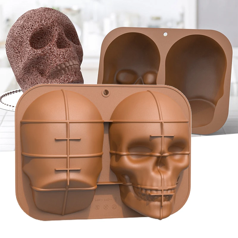 Halloween Skull Cake Molds Silicone Realistic Baking Cake Mold for Making Ice Cubes Chocolate Cake Decor