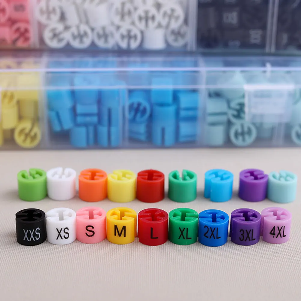 

450 Pcs Clothing Size Buckle Hanger Tags Plastic Garment Marker Coding Clothes Hanging Rack XXS 4XL ganize Store