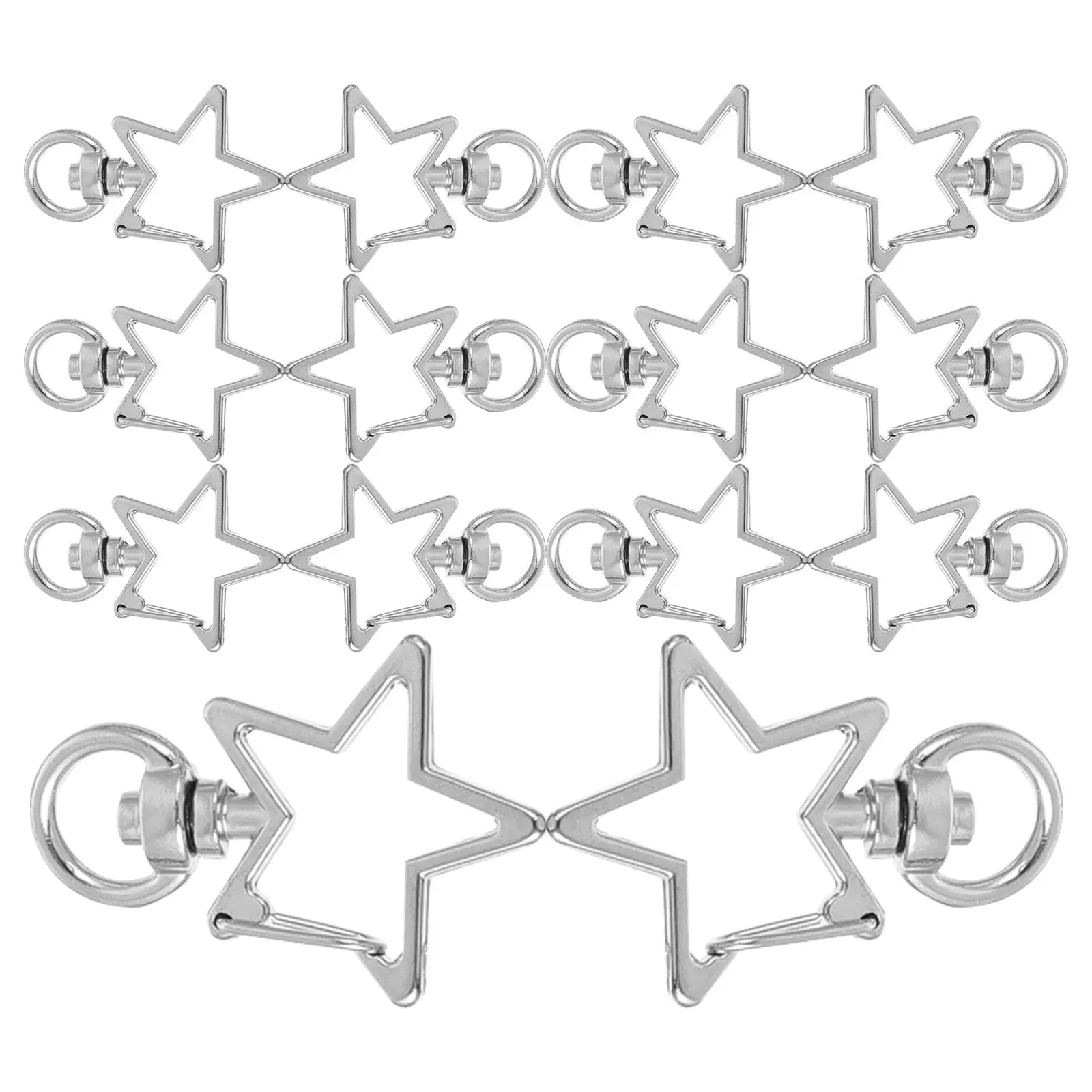 

40Pcs Star Shaped Swivel Lobster Clasp Snap Hook Metal Key Ring Connectors for Bag Purse Phone Pendant Craft Jewelry Making