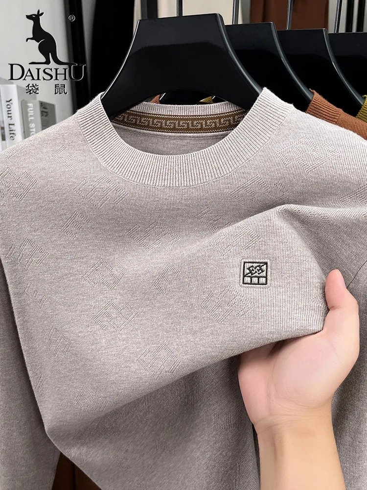 

Kangaroo Knitted Long Sve round Ne Thin Sweater Men's Autumn Winter Warm Top Casual Basic Sle Comfortable Polyester Blend
