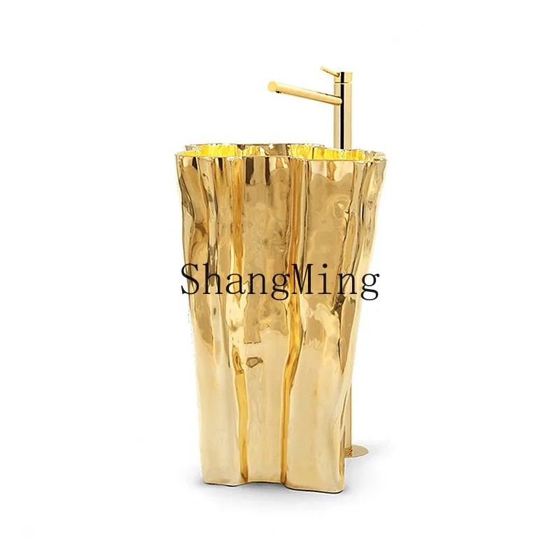 

CL Light Luxury Stainless Steel Washbasin Villa Hotel Household Column Floor-standing Washbasin