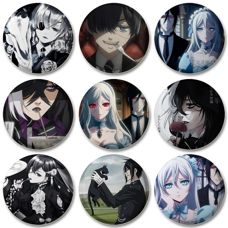 58mm Anime Black Butler Abzeichen Broschen für Hut Kreative Anstecknadeln Soft Button Pins Dekoration Geschenk DIY Knöpfe Snap-in Handwerk