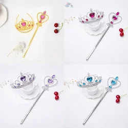 Elsa Princess Accessories for Girls Crown Wand Set Elsa Crystal Crown Children Birthday Party Gift Halloween Cosplay Accessories