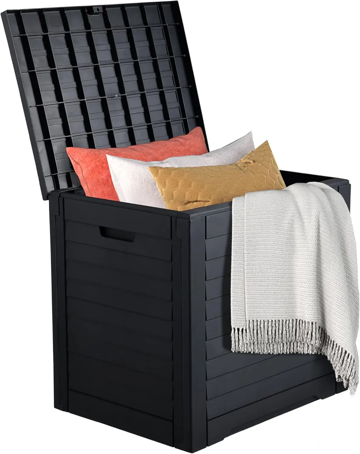 

35-Gallon Outdoor Storage Box with Lockable Lid, Waterproof & UV Resistant for Patio Furniture and Garden Tools