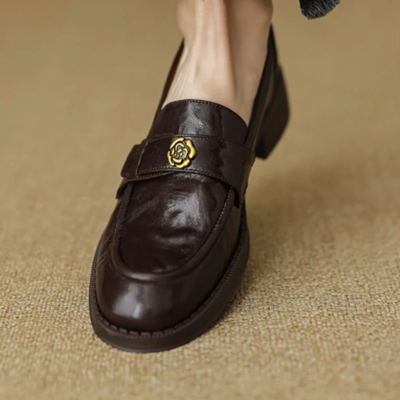 

Женские лоферы на мягкой подошве для улицы, туфли на толстом каблуке с неглубоким носком и плоской подошвой, удобные для женщин