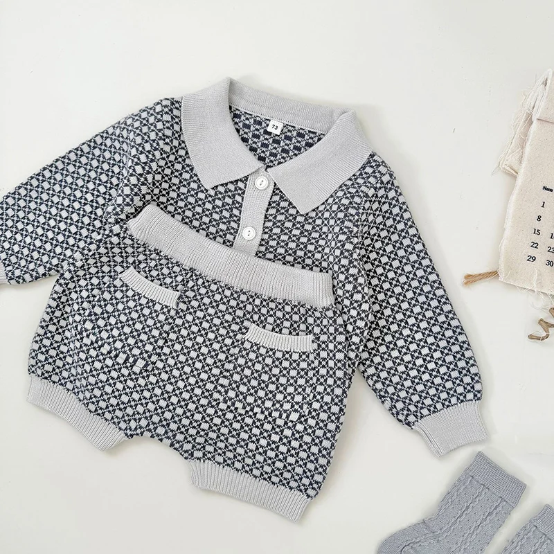 2026 ربيع جديد 0-3 سنوات طفل رضيع الفتيان فتاة الملابس مجموعة طويلة الأكمام بلوفر مغزول سترة + السراويل ملابس الأطفال دعوى #6