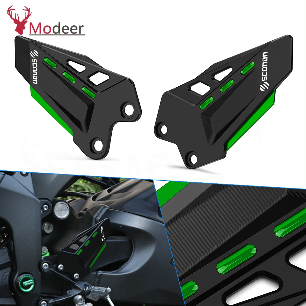 

Для Kawasaki zx6r zx 6r ZX 6R ZX6R ZX-6R аксессуары для мотоциклов, алюминиевая подножка с ЧПУ, защитные пластины для пятки, 2019-2025