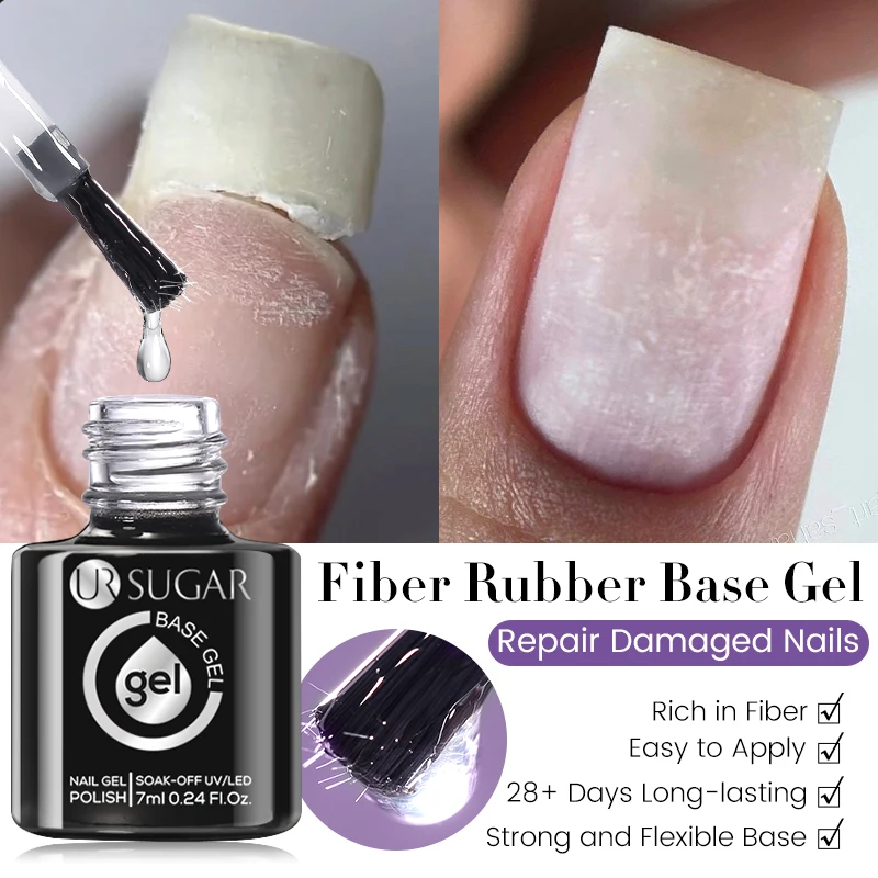 UR SUGAR 7ml Fiber Repair Base Gel Nail Art Hard Thickness 3 in 1 Construction Gel Soak Off UV LED Functional Varnish Manicure