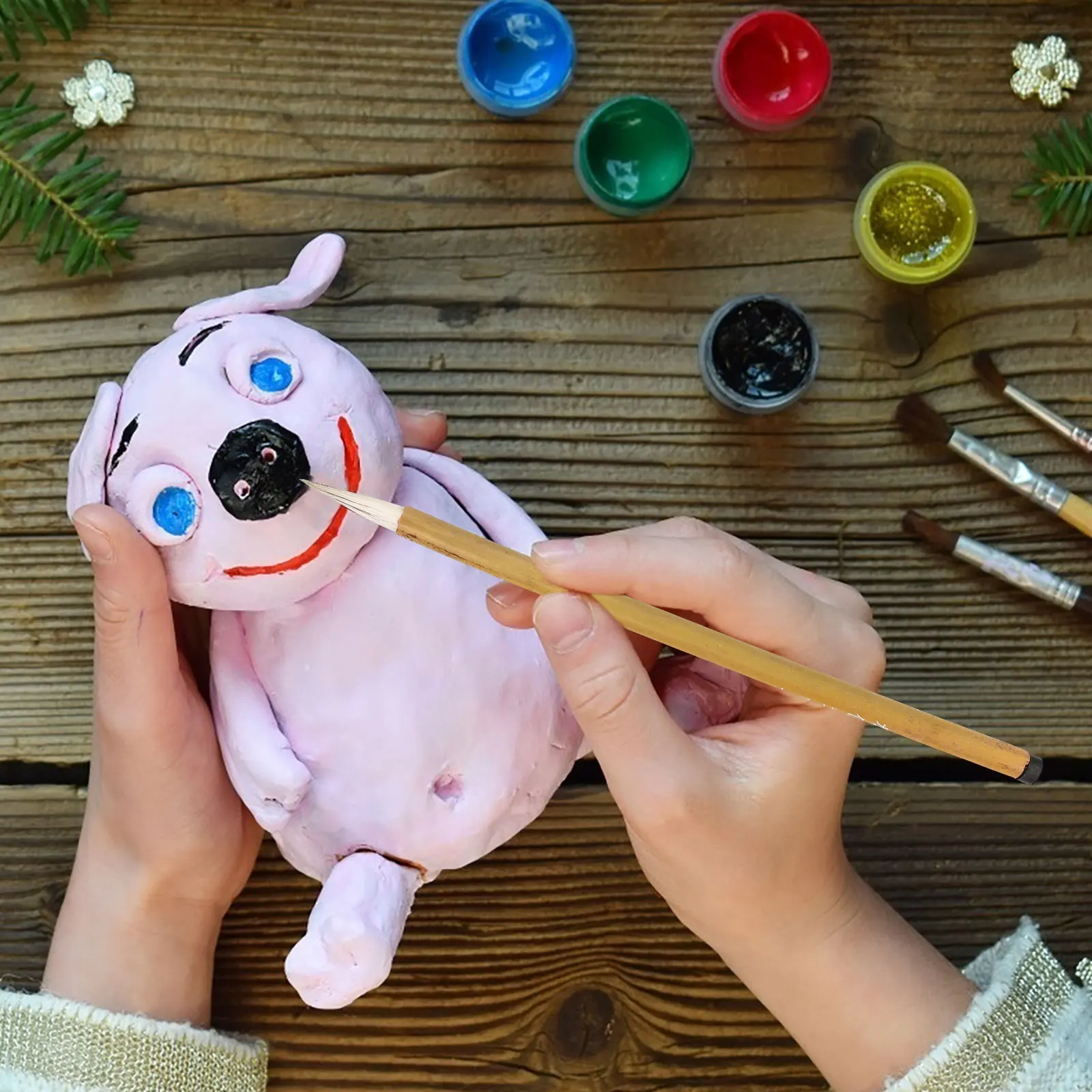 

3Pcs Pottery Painting Brush Set Ceramic Color Underglaze Fine Tip Multi-Function Art Brush for Watercolor Oil Gouache Acrylic