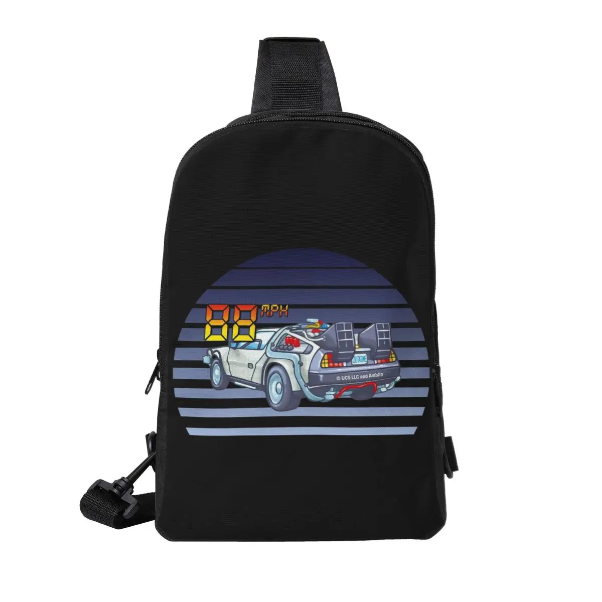 

DeLorean Back To The Future Chest Bag Men Sling Crossbody Backpack Chest Bag Traveling Hiking Daypack Shoulder Bag