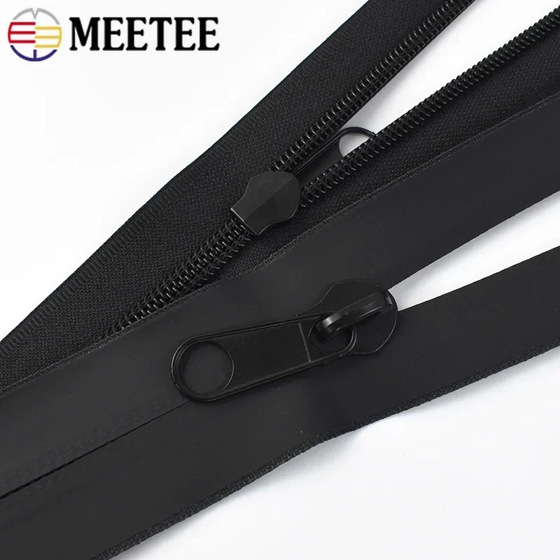 2/5/10M Meetee 3# 5# 8# 10# Waterproof Zippers With Sliders Black Invisible Nylon Zips For Bags Garment DIY Sewing Accessories