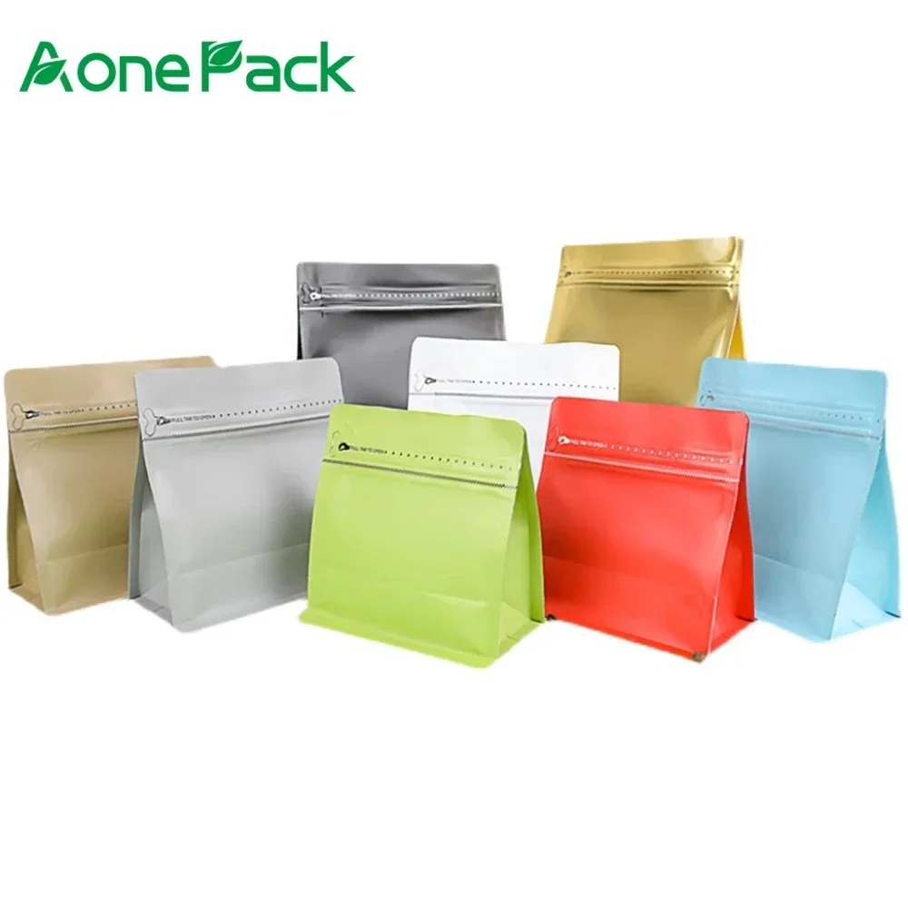 

25pcs Wholesale Square Bottom 150g 250g 500g Coffee Bag With Valve And Zipper Washing Powder Packaging Pouch Custom Logo Bags