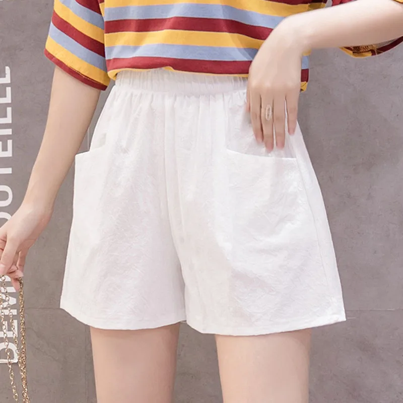 Neue Sommer-Shorts für Damen, Einfarbig, Lässig, Weit Geschnitten, aus Baumwolle und Leinen, Koreanischer Stil, Vielseitig Kombinierbar, mit Großen Taschen – Detail 3