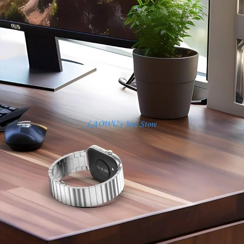 

Y8AD Comfortable Wristband Stainless Steel Watch Band for Watch Fit 3 Smartwatch Breathable Watch Link Strap Rope