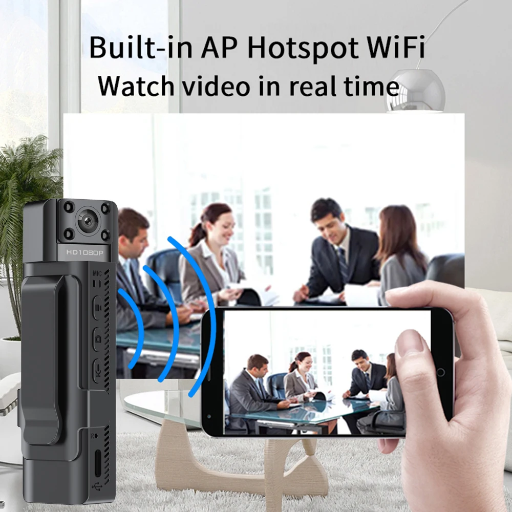 Digital Mini WiFi Camera HD 1080P Portable Back Clip Camera Mini DV 180 degree Rotating Lens Infrared Night Vision Recorder