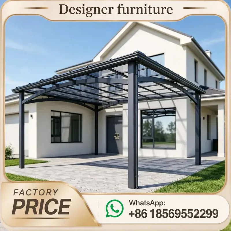 Polycarbonate Patio Canopy Aluminum Alloy Frame Waterproof UV Protection Fixed Awning For Terrace Balcony Rain Shelter Cover