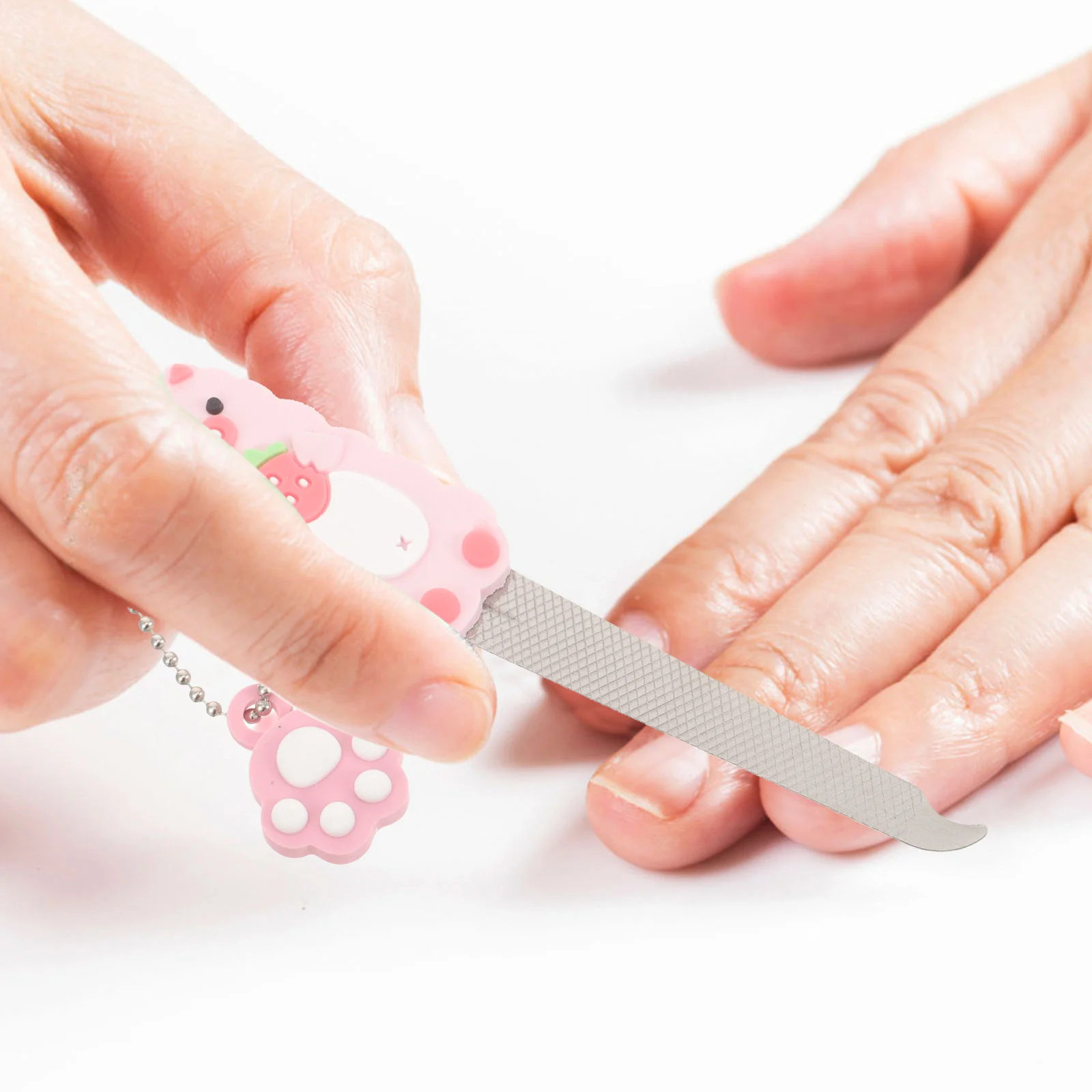 3 Pcs Cartoon 3D Nail File Keychain Bag Pendant Cute Girl Heart Decorative Nail Files For Acrylic Nails Small Metal Travel