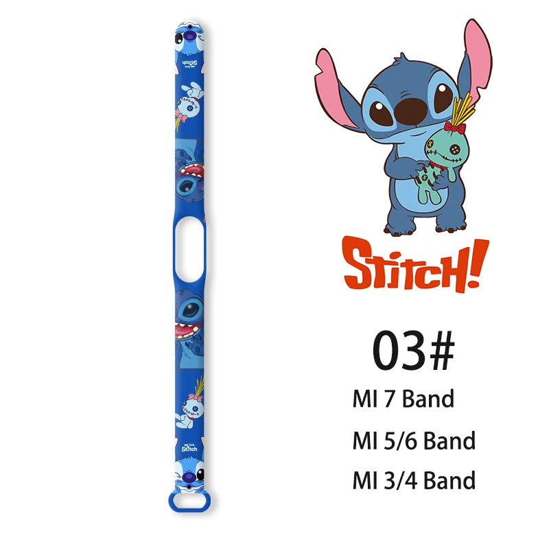 Correa Lilo & Stitch para Xiaomi Mi Band 7, pulsera deportiva de silicona para reloj, pulsera Miband para Xiaomi mi band 3 4 5 6 7