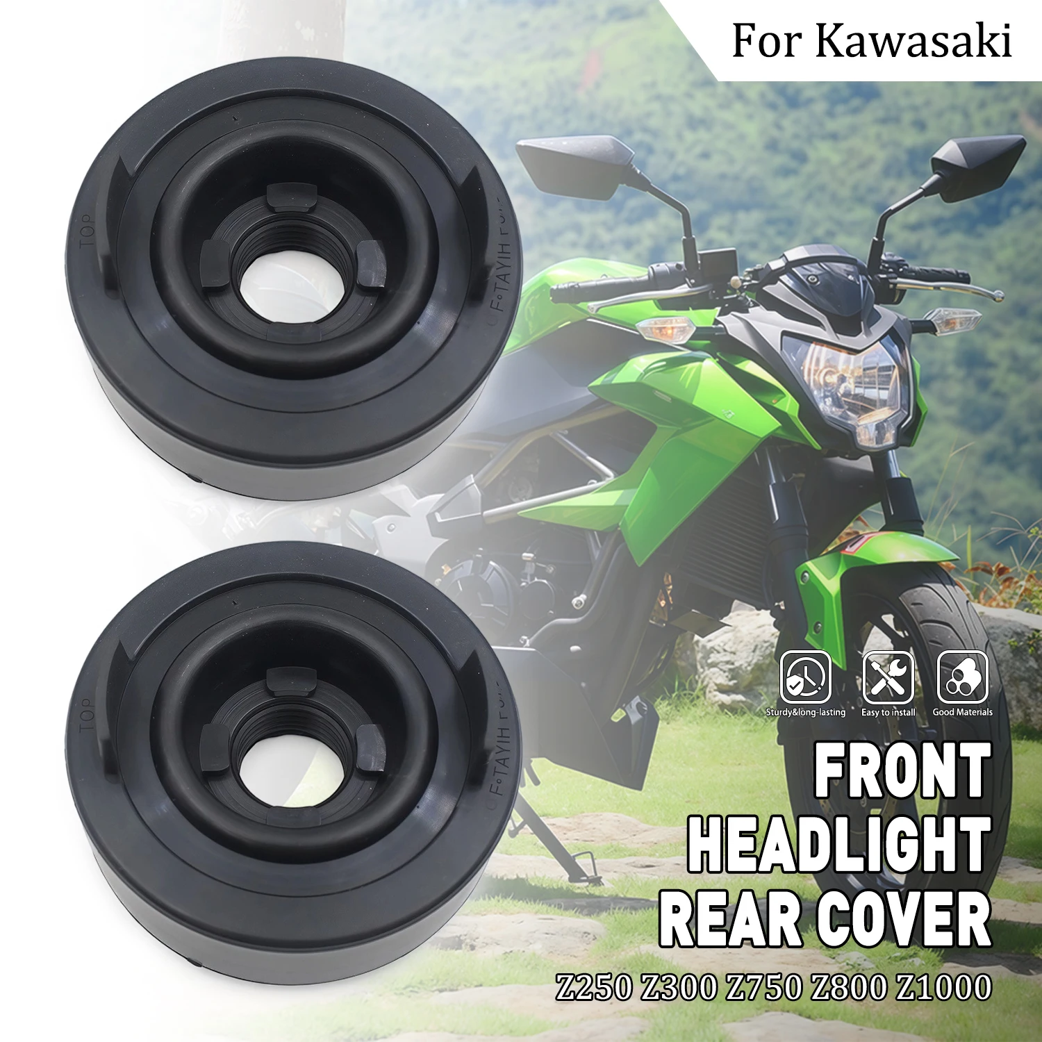 

Headlight Dust Cover Cap Motorcycle Rubber Boots For Kawasaki Z250 Z300 2013-2017 Z750 2004-2012 Z800 2013-2016 Z1000 2003-2013